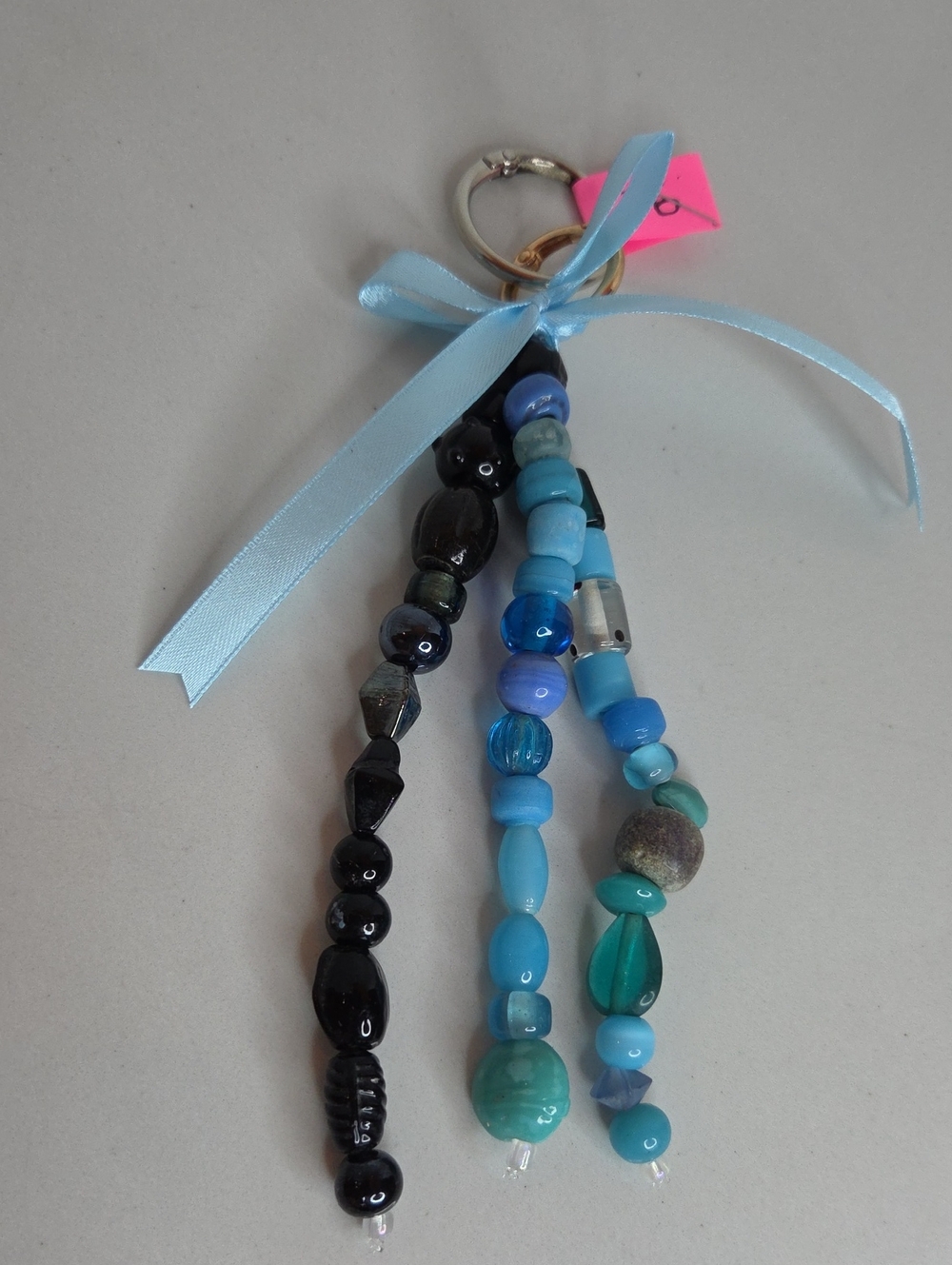 76 - Handmade Blue & Black Beaded Bag Charm
